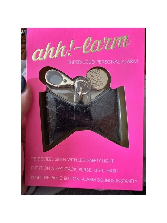 BLINGSTING Accessories - Ahh!-larm Super Loud Personal Alarm Charm W Led Safety Light Black Bow New.
